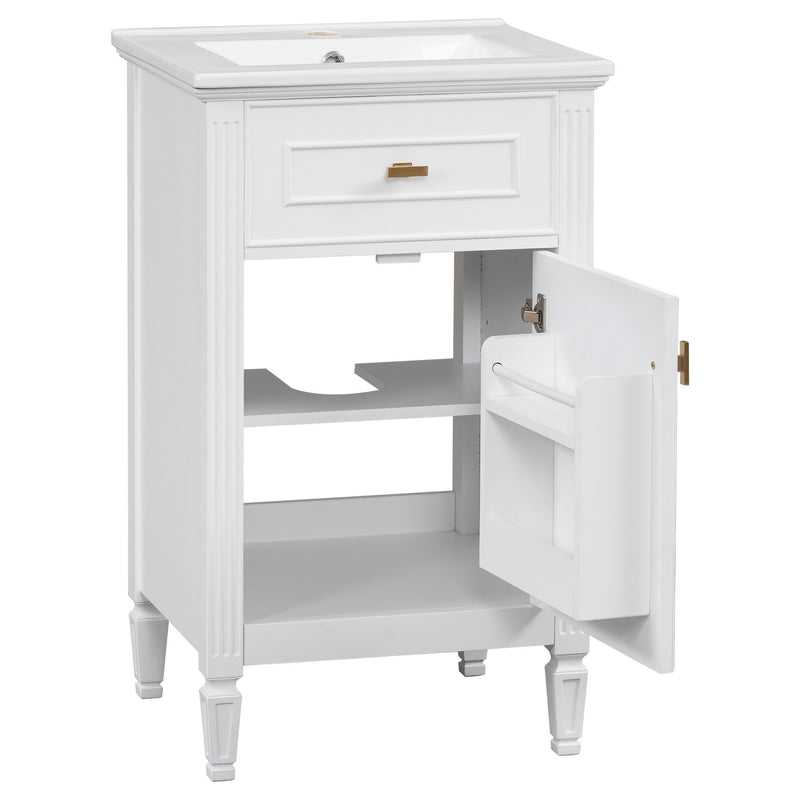 Bathroom Vanity With Sink, Adjustable Shelf, Tilt-Out Drawer