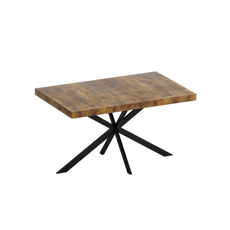 Retro Rectangular Stretch Dining Table With Embossed Center Plate