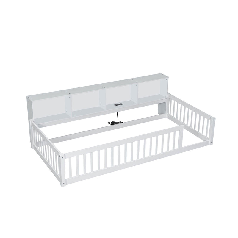 Floor Bed With Storage Cabinets And USB Ports