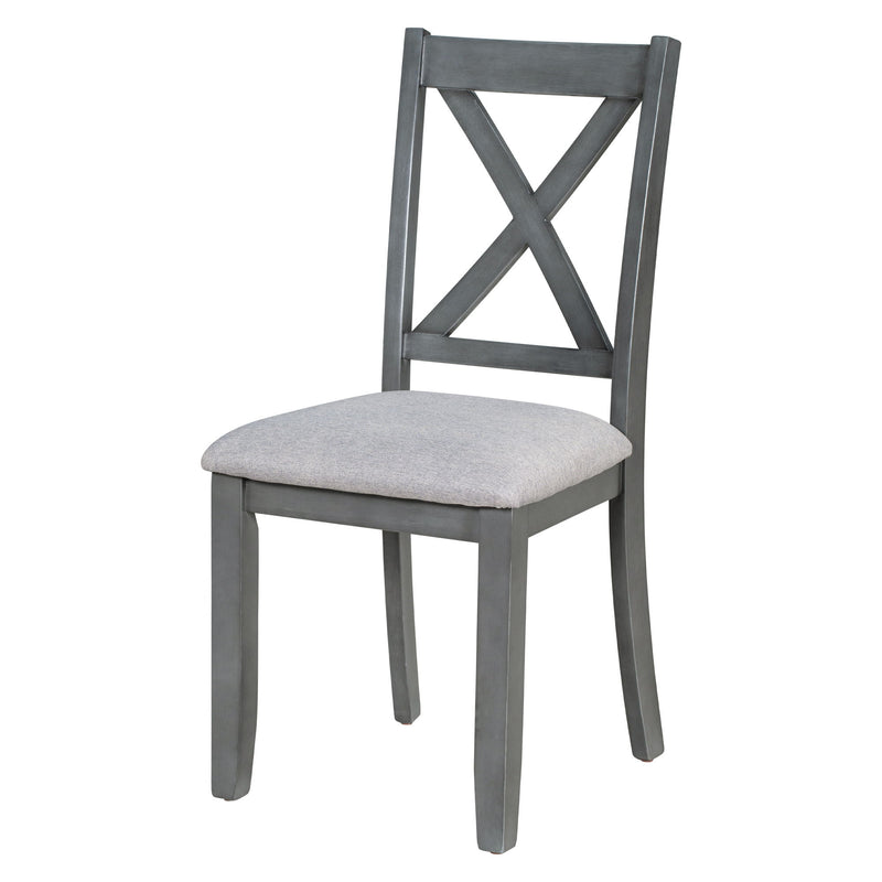 Foldable Dining Set For 6 With 4 Chairs And Bench, Space Saving Design - Gray