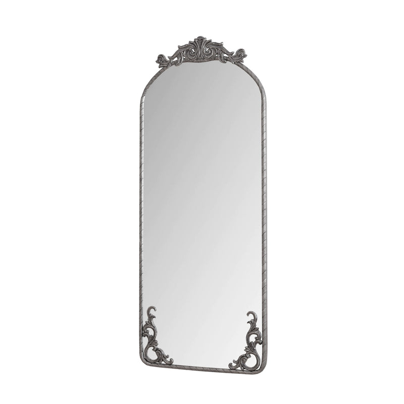 Full Body Arched Mirror With Vintage Carved Applique
