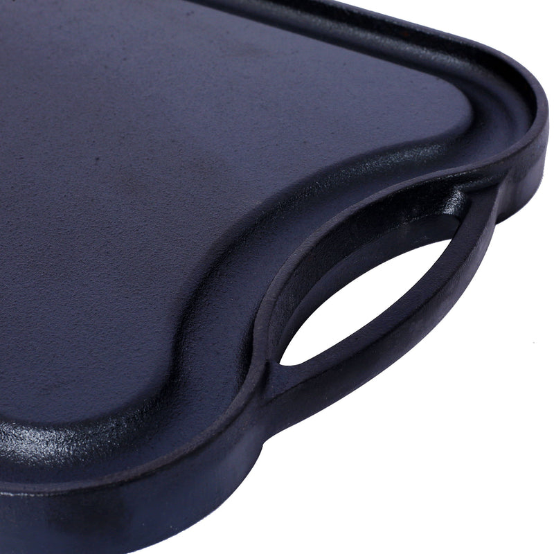 Pre Seasoned Cast Iron Reversible Rectangular Grill / Griddle - Black