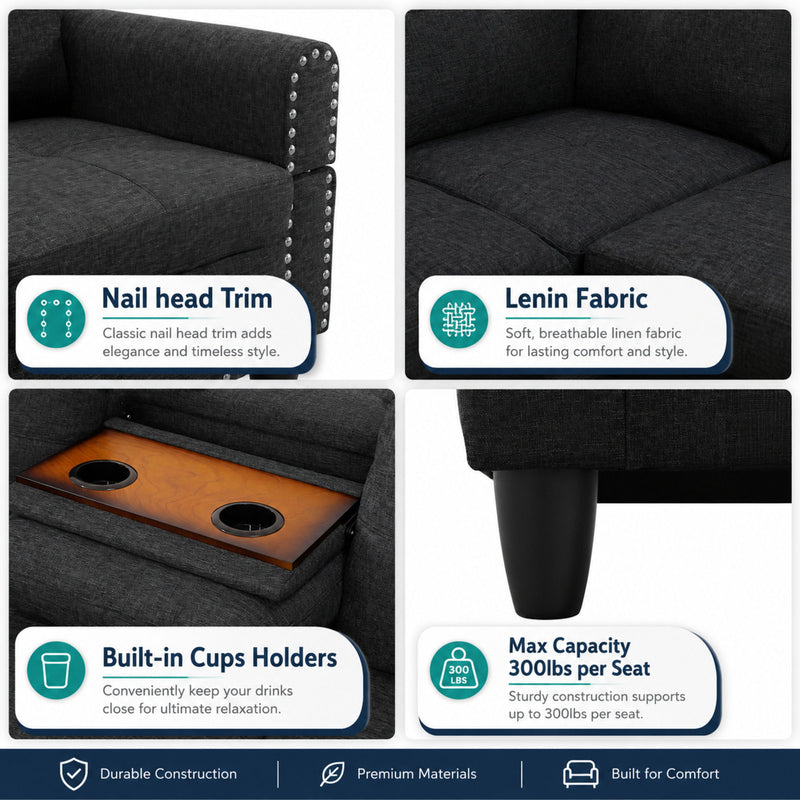 L - Shaped Sectional Sofa With Movable Left Chaise
