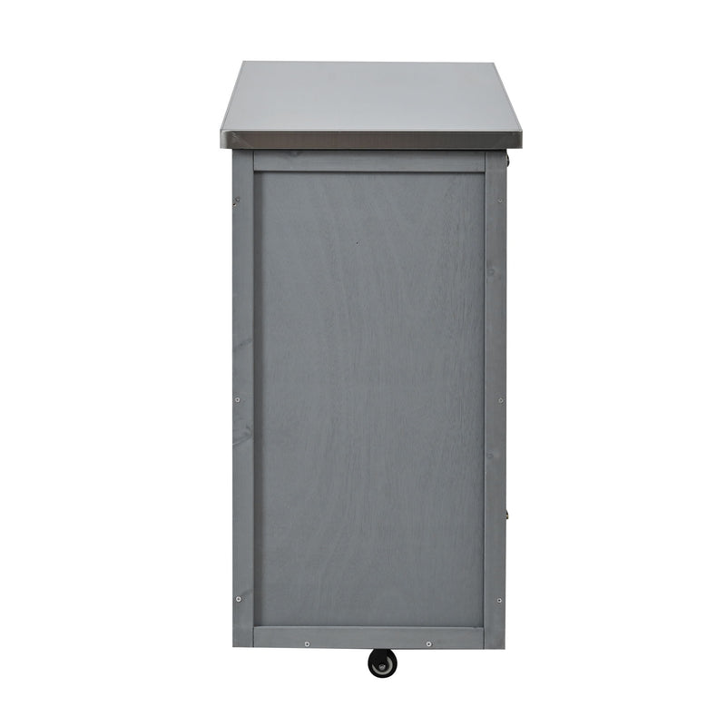 Outdoor Kitchen Island Prep Station With Lockable Wheels, Ample Storage, Towel & Spice Racks