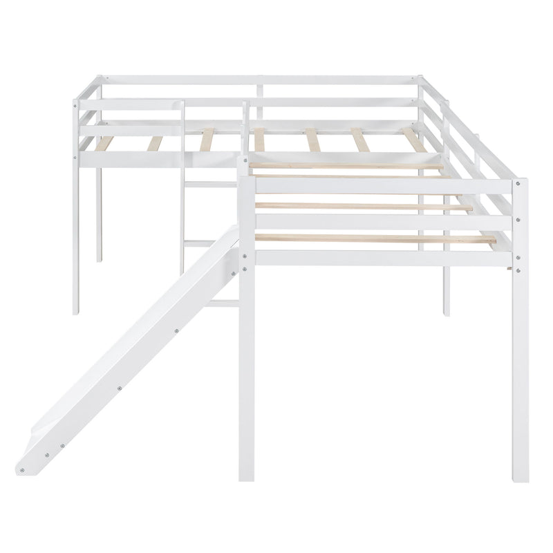 L Shaped Loft Bed With Ladder And Slide
