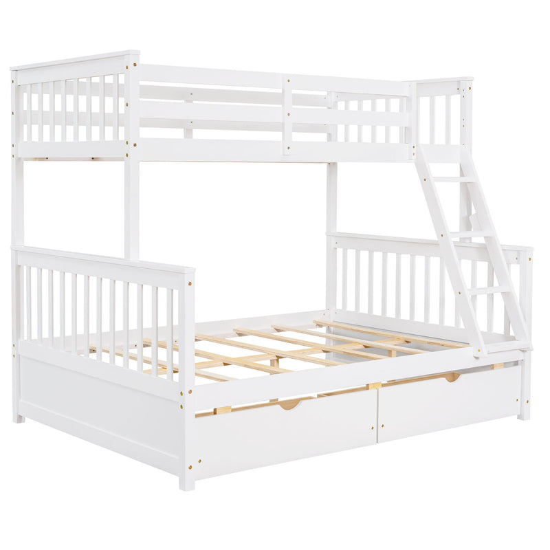 Bunk Bed With Ladders And 2 Storage Drawers