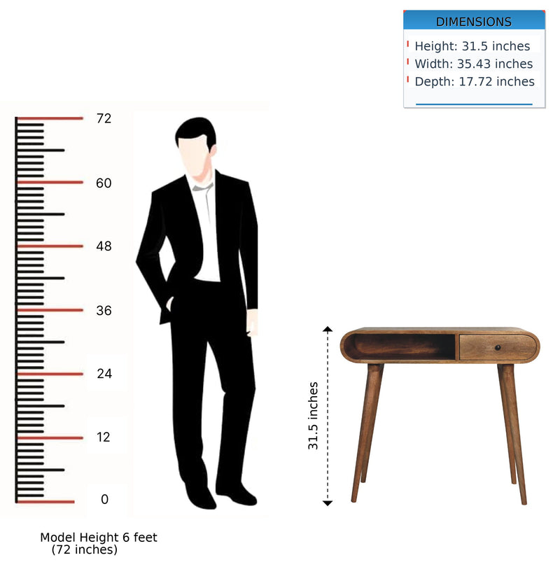 Writing Desk, Curved - Chestnut