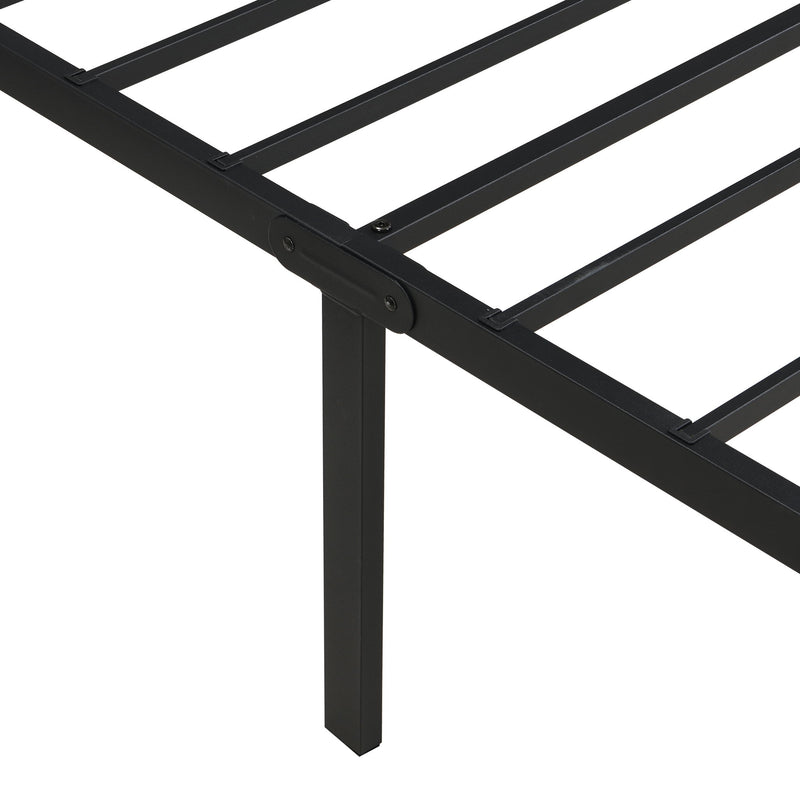 Heavy Duty Queen Size Bed Frame With Quiet Support - Black