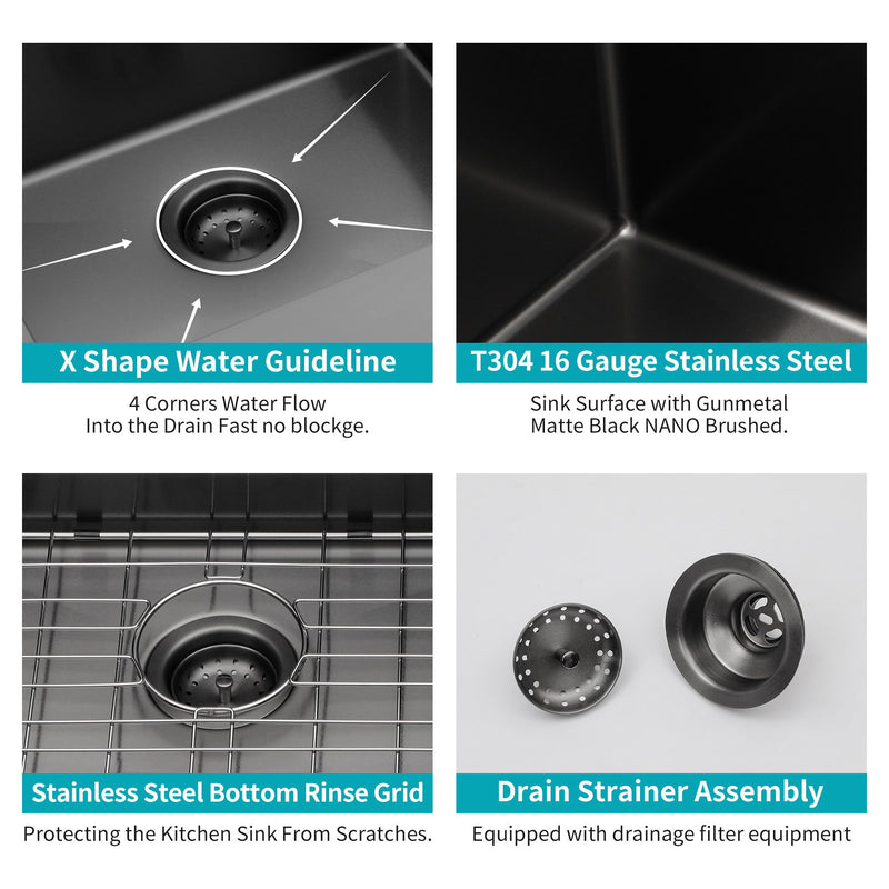 Topmount Kitchen Sink 16 Gauge, Single Bowl