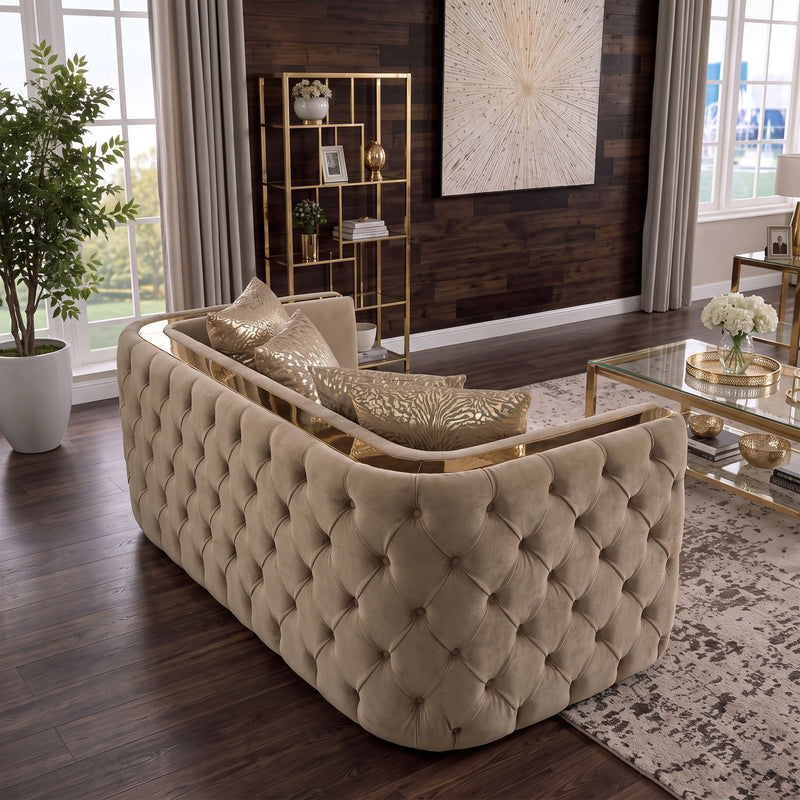 Naomi - Button Tufted Loveseat - Taupe