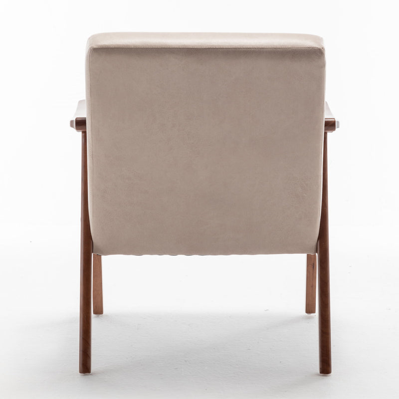 Mid Century Modern Accent Chair With Solid Wood Frame And Extra Thick Backrest
