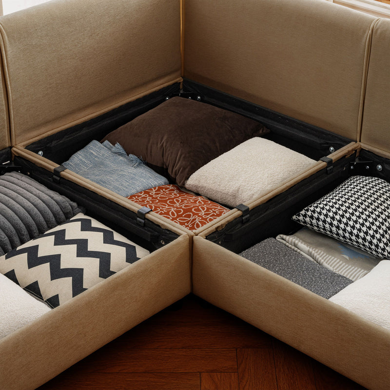 Contemporary Elegant Sofa With Storage And Ottoman