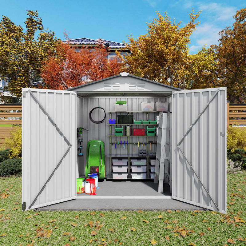 Garden Tool Shed Metal Storage Shed With Peaked Roof Waterproof Lockable Door