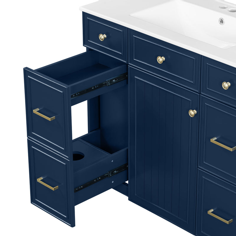 Bathroom Vanity With Ceramic Sink, Soft Close Doors, Adjustable Shelves