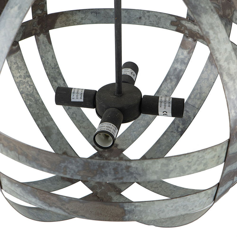 4 Light Galvanized Chandelier, Hanging Light Fixture With Adjustable Chain For Kitchen, Bulb Not Included - Gray