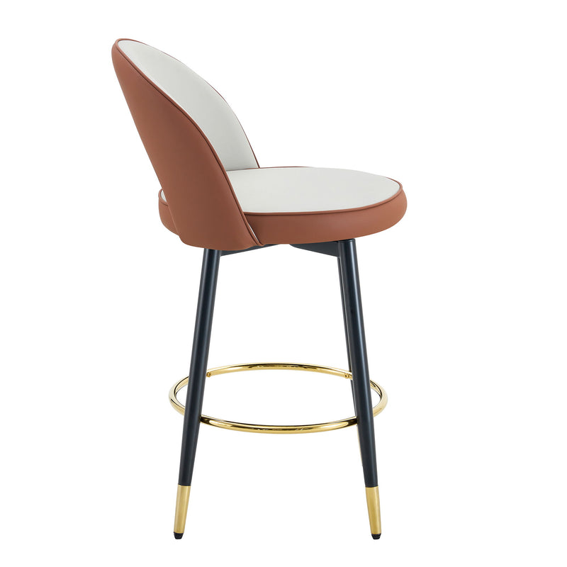 Upholstered Rotatable Bar Chair With Metal Legs For Dining Room
