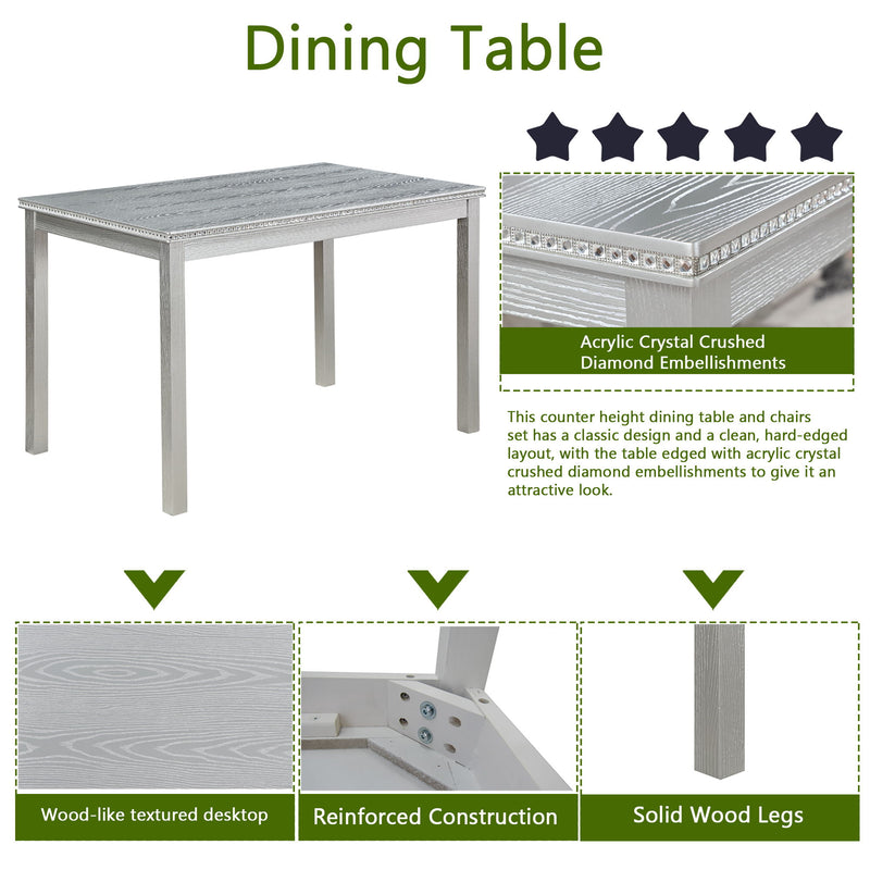Dining Table Set, Table With A Rectangular Table And Upholstered Chairs