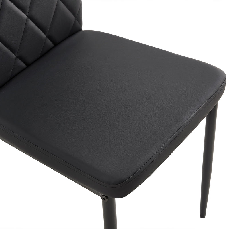 Modern 5 Piece Dining Table Set With Glass Top And Chairs - Black