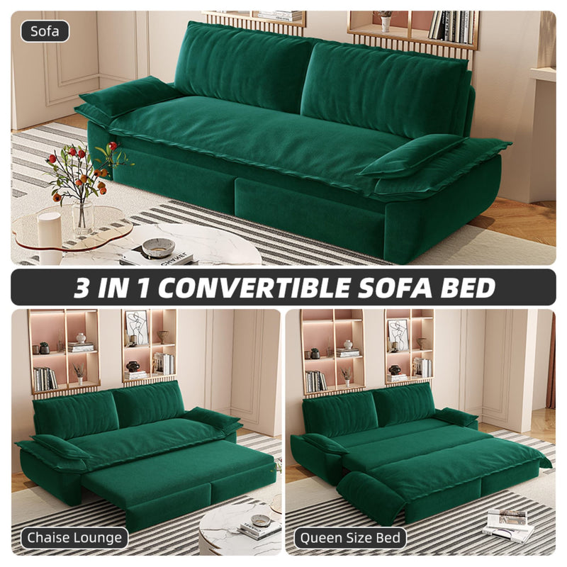 Queen Pull Out 3 In 1 Convertible Sleeper Sofa, Multi-Functional