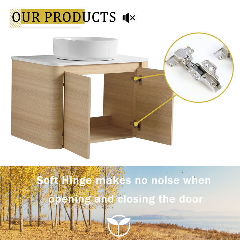 Mounted Bathroom Vanity With Art Sink, 1 Storage Shelf, Soft Close Door