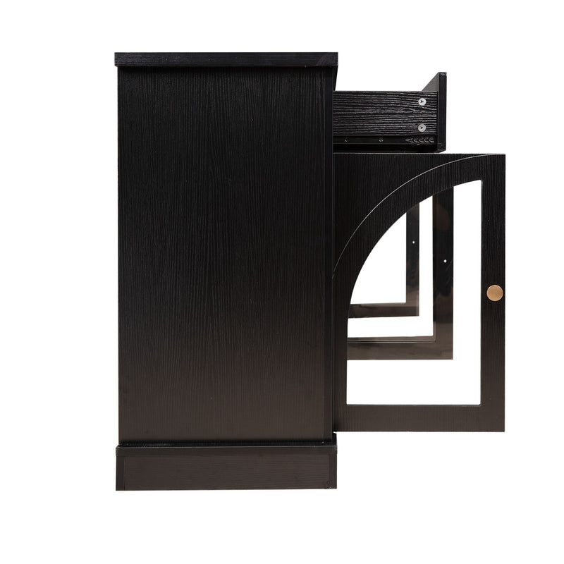 Sideboard Cabinet With 4 Drawers And 4 Arched Glass Doors