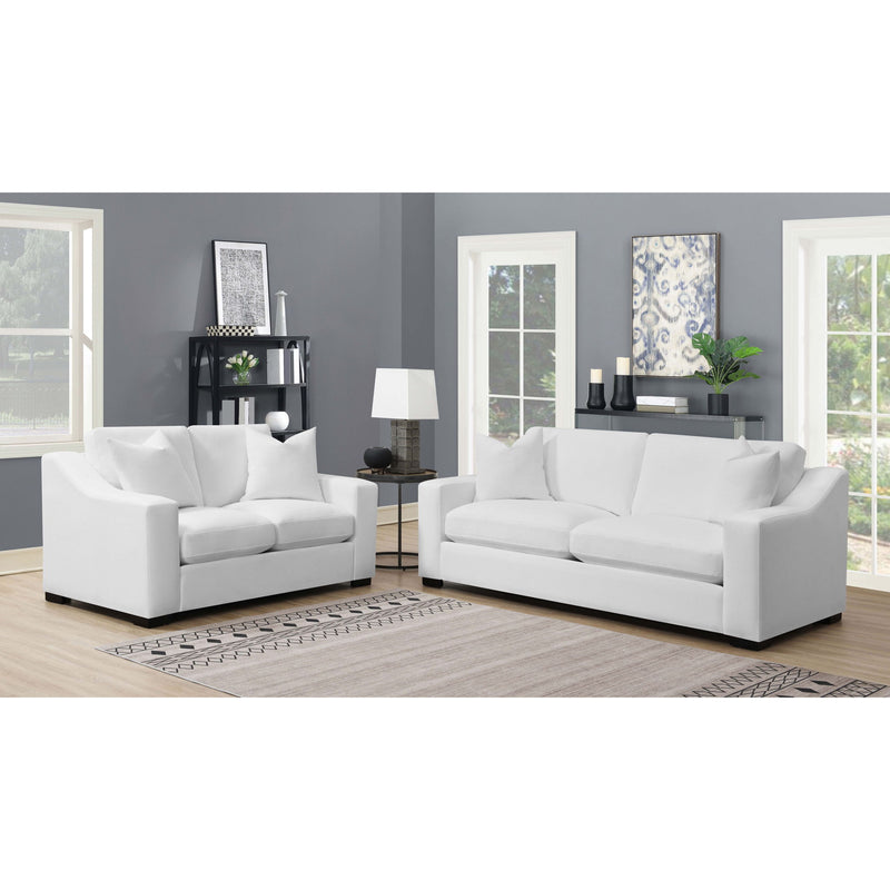 Chelan - 2 Piece Upholstered Sloped Arm Sofa Set - White