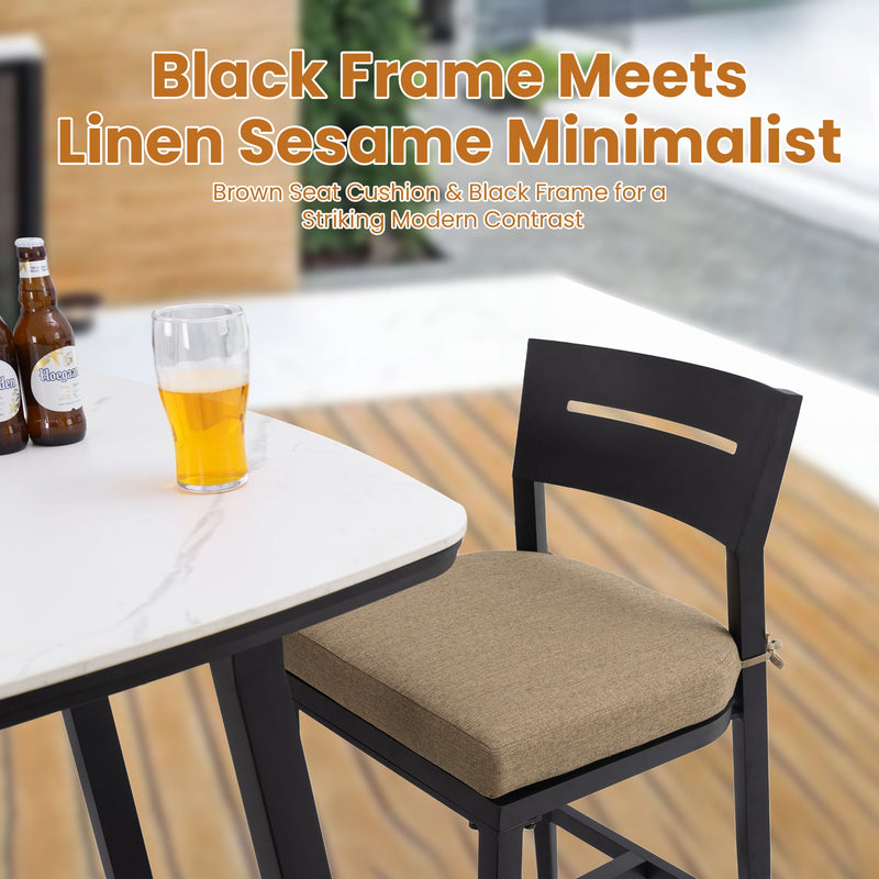 Modern Outdoor Bar Stools With Backrest And Footrest (Set of 2)