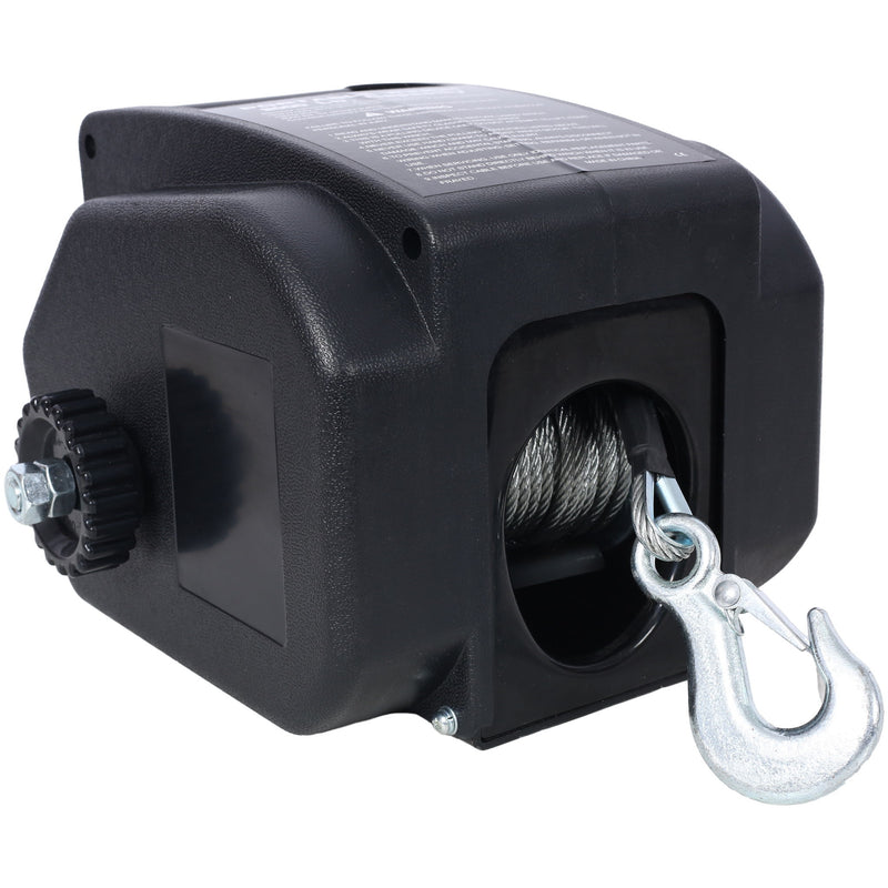 Reversible Electric Trailer Winch For Boats Up To 5000 Lbs With Galvanized Wire Rope And Casing - Black