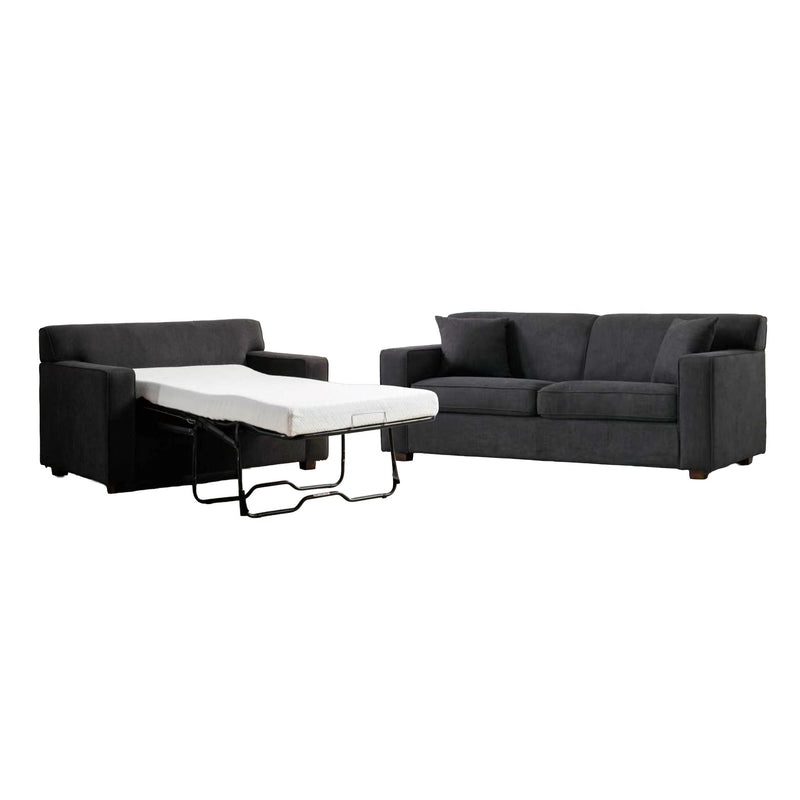 Convertible Sleeper Loveseat & Chair Set With Fold Out Mattress, Loveseat & Chair - Gray