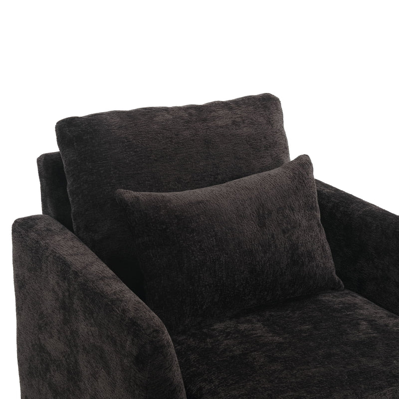 Modern Mid Century Wood Frame Armchair With Tufted Design