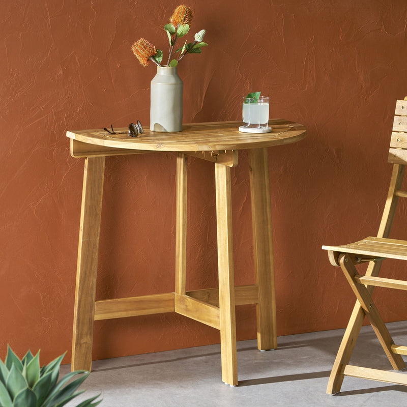 Outdoor Half Round Folding Acacia Wood Bistro Table