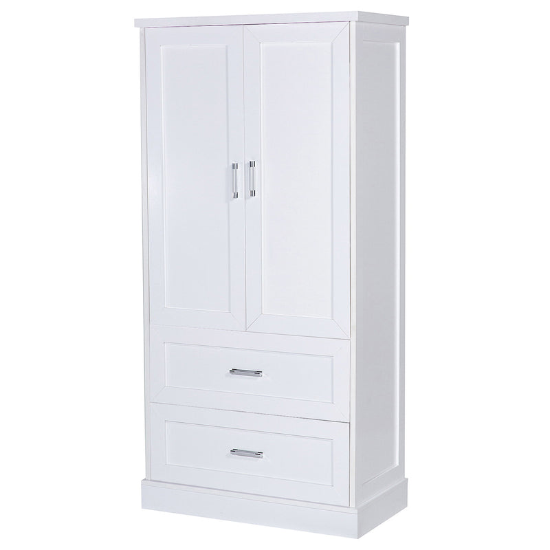Tall Bathroom Storage Cabinet With 2 Doors And Drawers, Adjustable Shelf