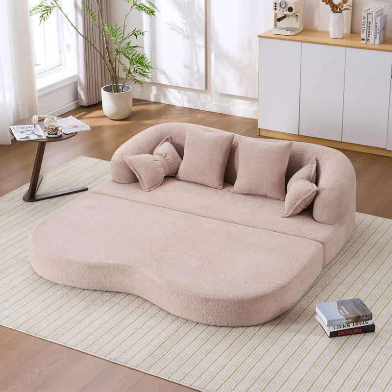 Foldable Sofa Bed, Boneless Couch Convertible Sleeper With 4 Pillows