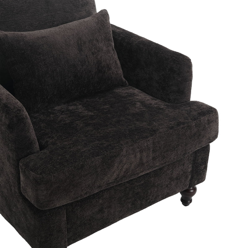 Modern Mid Century Wood Frame Armchair With Tufted Design