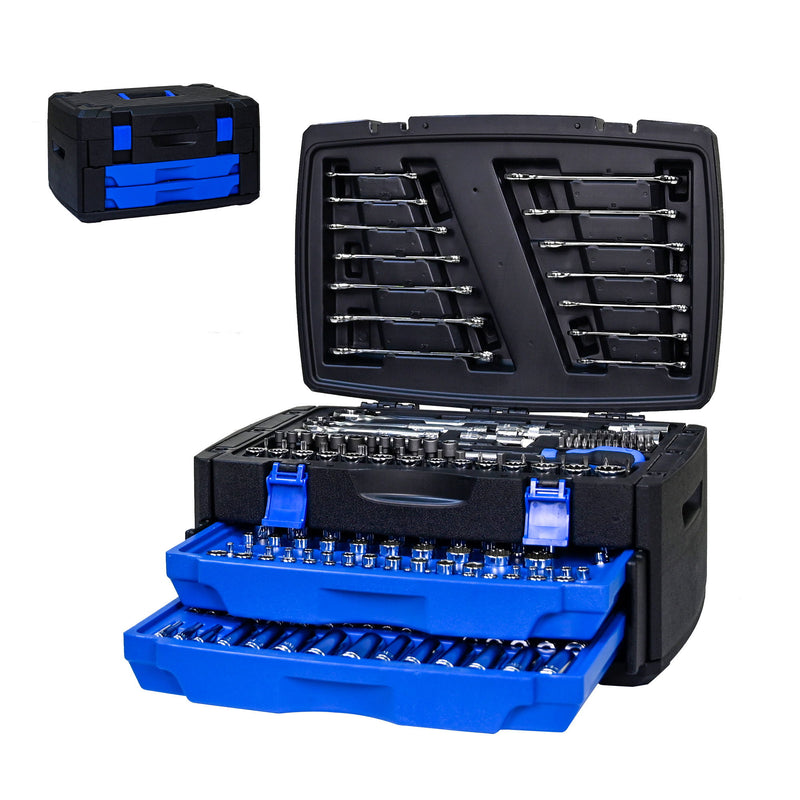 Tool Box With 266 Pieces Hand Tool Set - Black