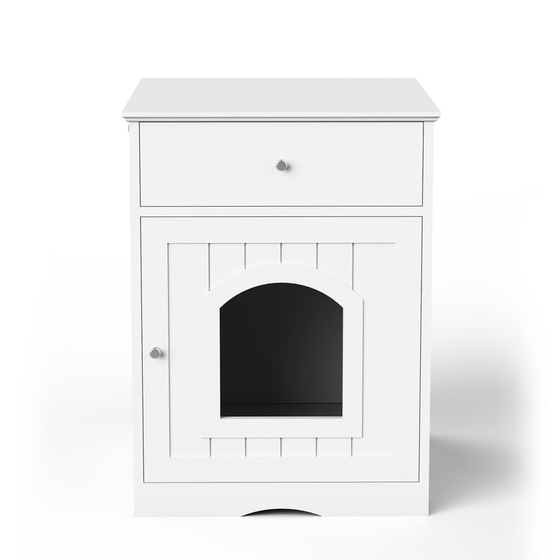 Pet House Cat Litter Box Enclosure With Drawer, Side Table