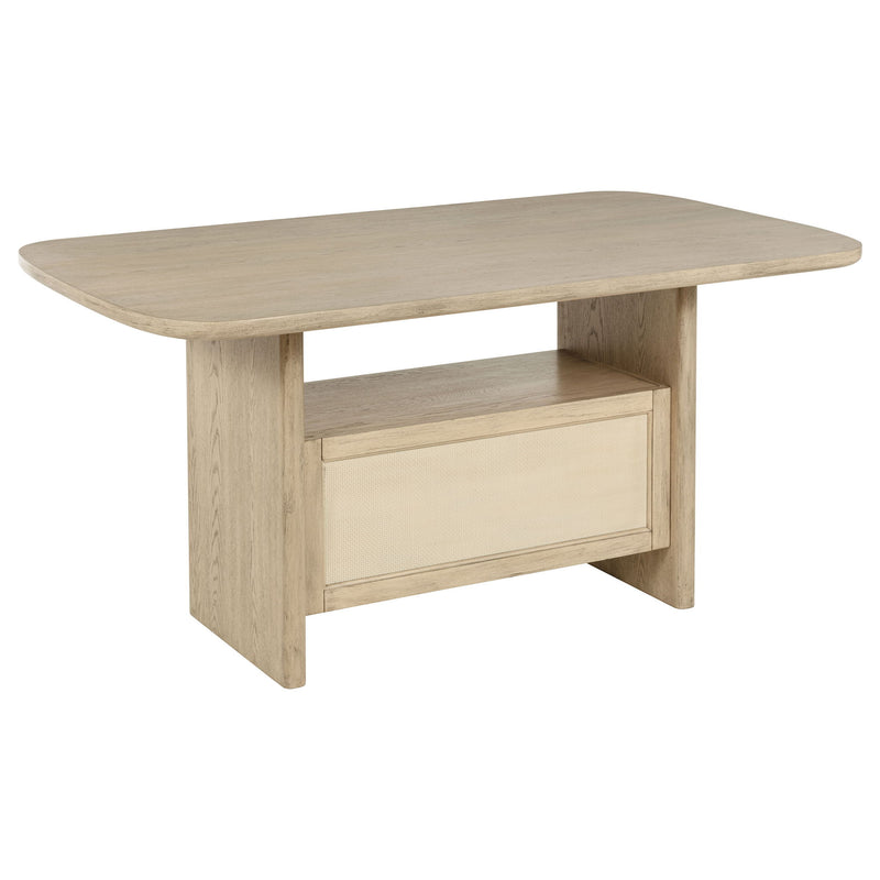Kimpton - 8 Piece Counter Dining Set With Cabinet & Design, Includes Table, Chairs And Display Cabinet - Oak
