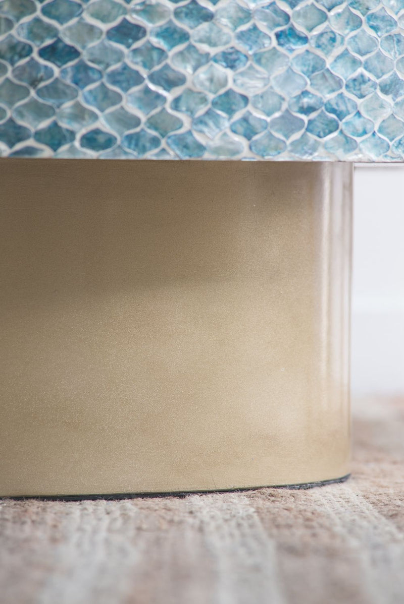 Unique Capiz Coffee Table & Pedestal Base