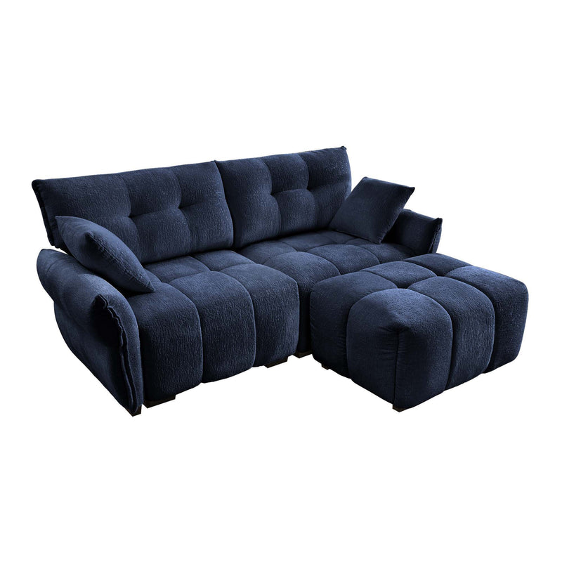 Sofa Set With Ottoman And Pillows, Textured, High Resilience Cushions