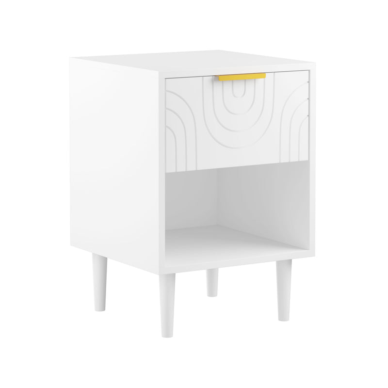 Nightstand With 1 Drawer And Open Shelf - White