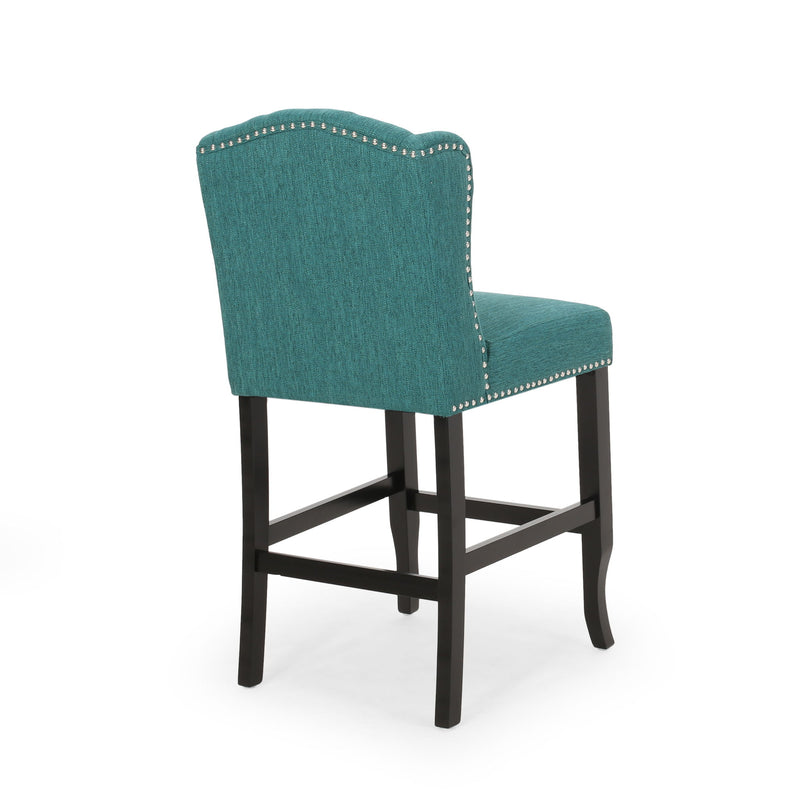 Vienna - Fabric Tufted Counter Stool With Nailhead Accents (Set of 2)
