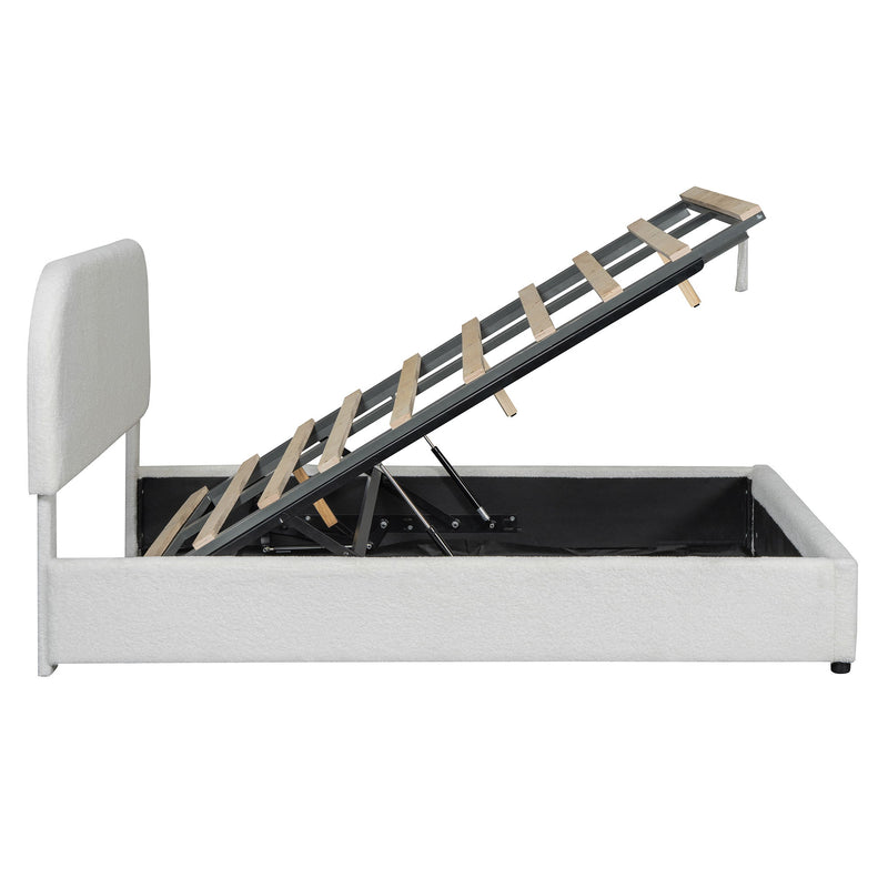 Upholstered Platform Bed With Hydraulic Storage System