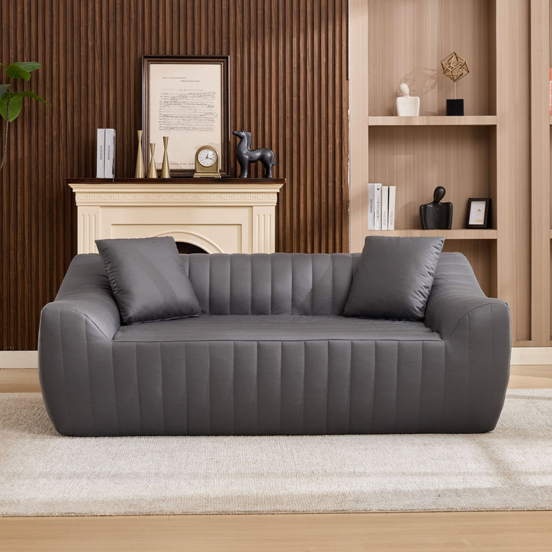 Oversized 2 Seater Loveseat With 2 Decor Throw Pillows, Deep Seat Sofa For Living Rooms