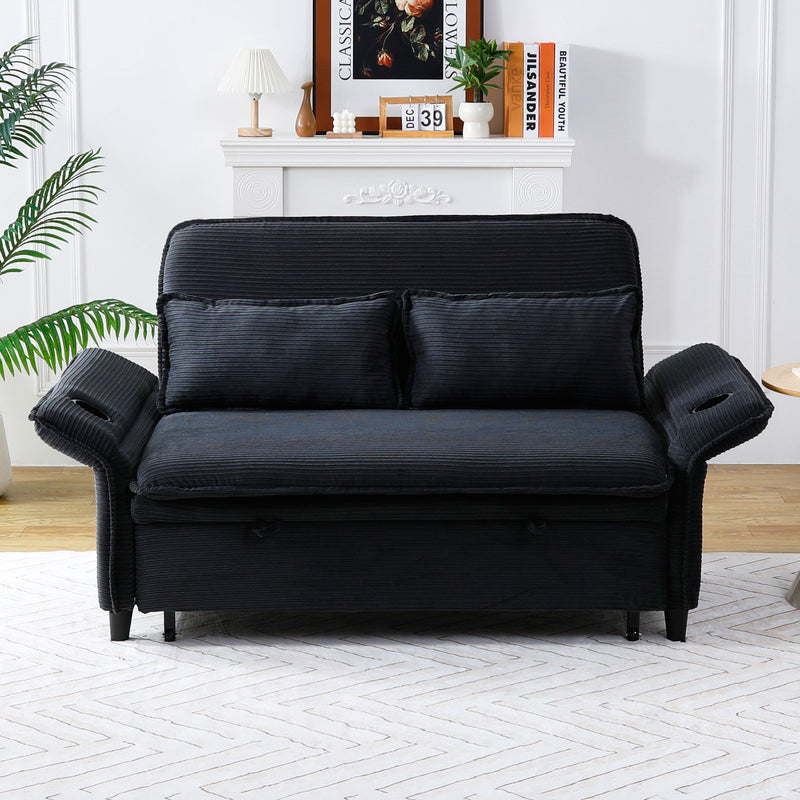 Modern Fabric Multi-Functional Sofa Bed With Adjustable Armrests And Backrests