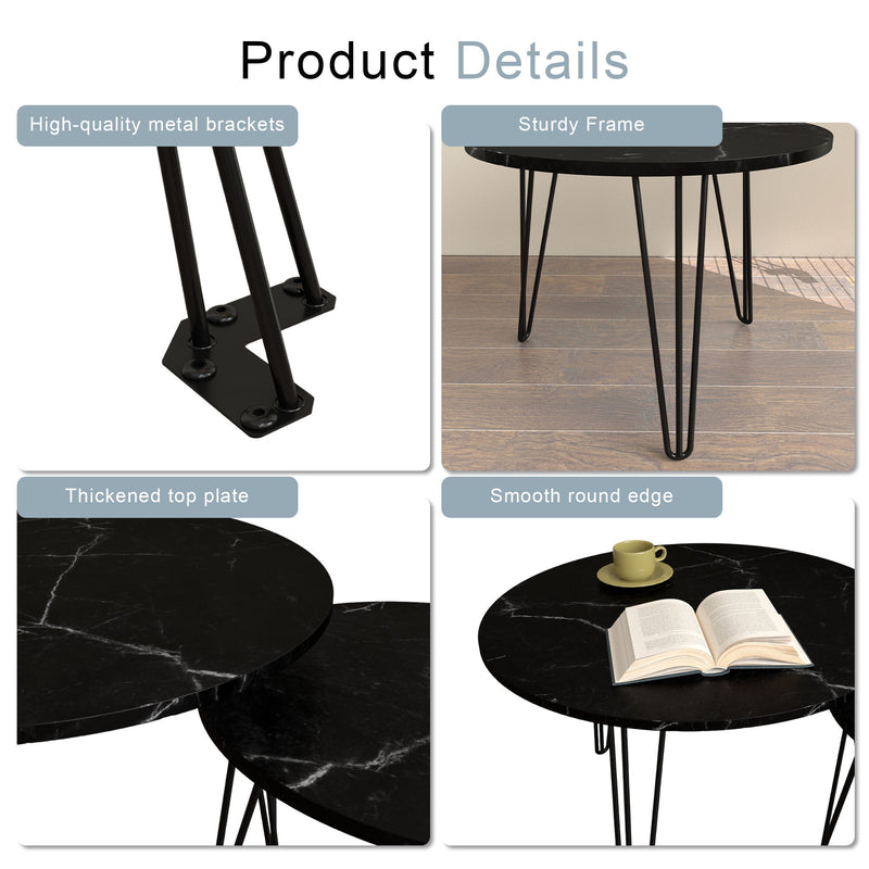 Round Nesting Coffee Table For Living Room (Set of 2)
