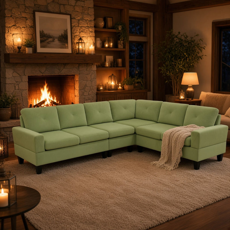 Modular L - Shaped Sectional Sofa 6 Seater 4 Piece Couch With Chaise