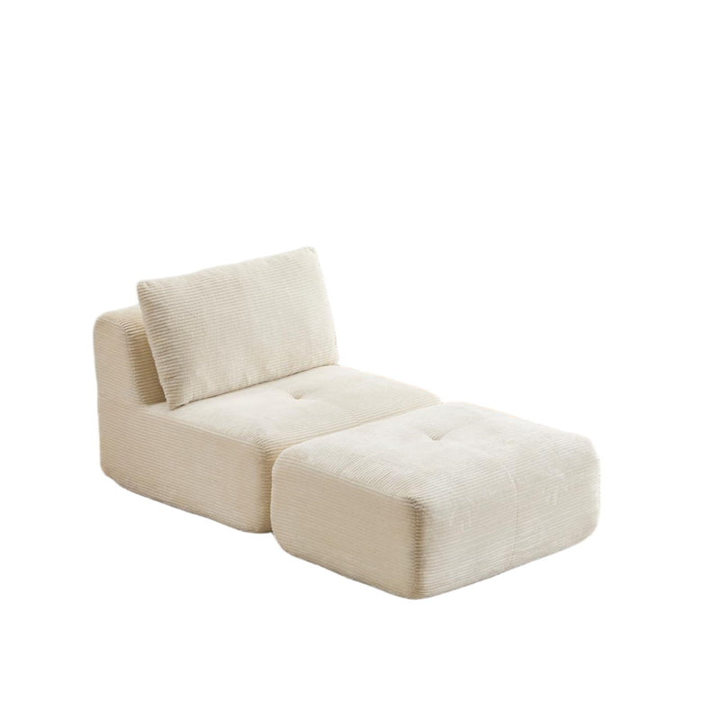 Single Chaise Longue With Movable Ottoman For Living Room