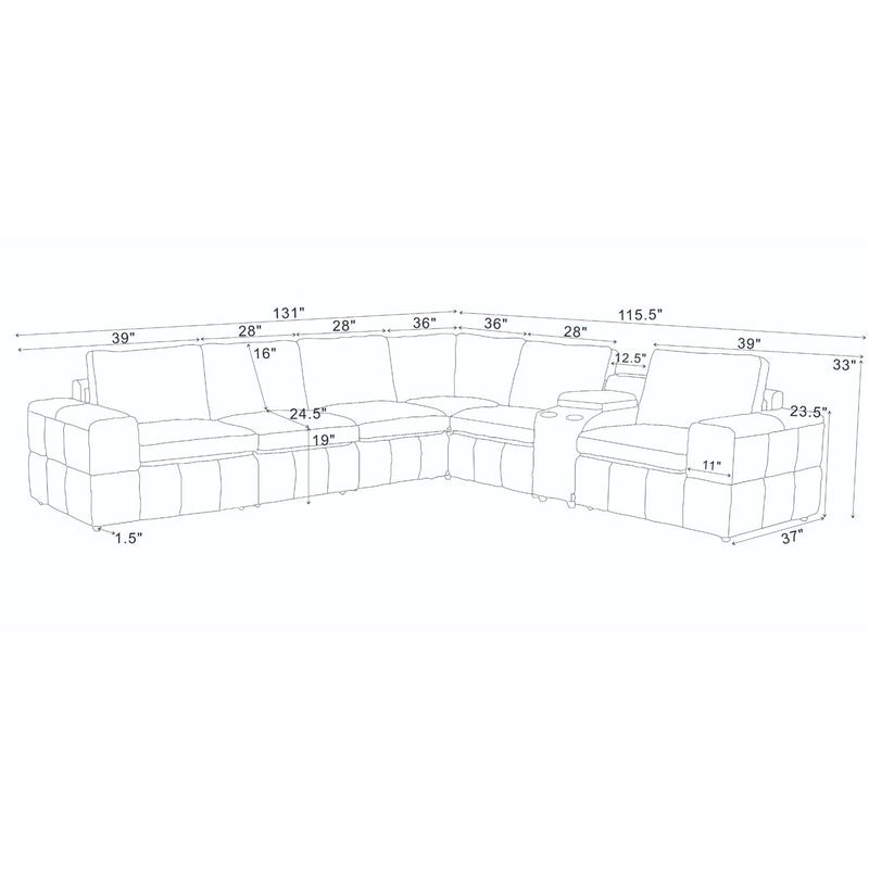 Modular Sectional With Large Square Arms