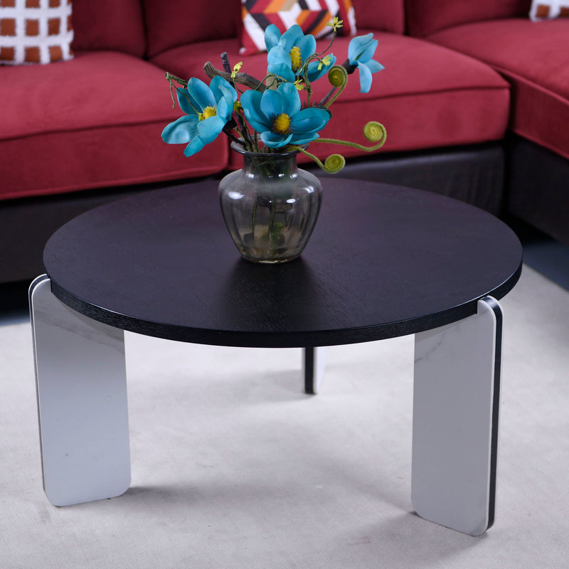 Round Coffee & End Table Set - Black