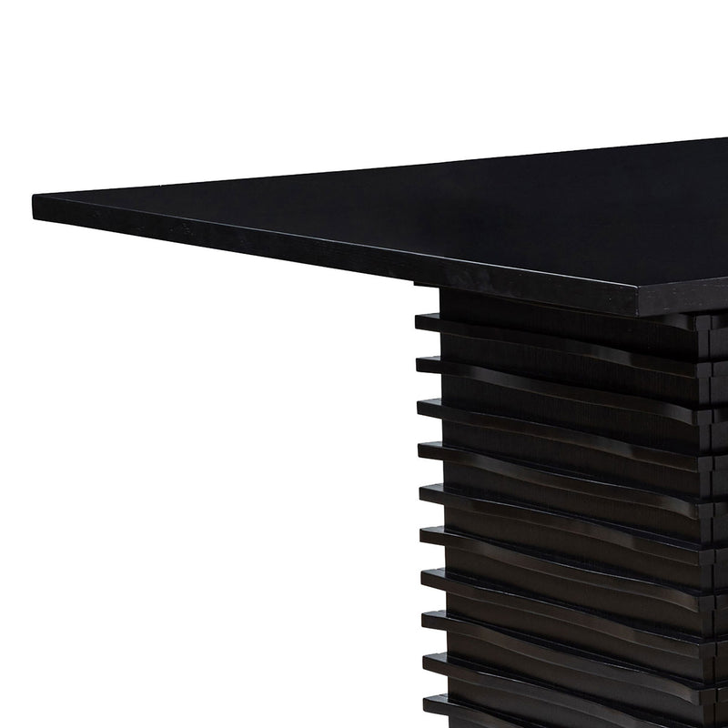 Giannis - Pedestal Counter Height Dining Table With Geometric Wave Base - Black